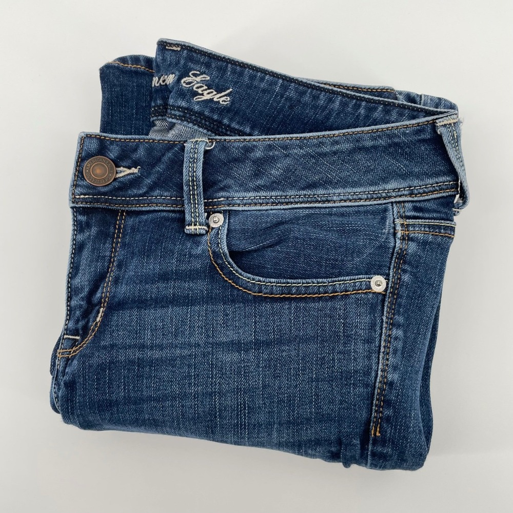 American Eagle Slim Boot Jeans Women's 8 Regular Blue Medium Wash Stretch Denim